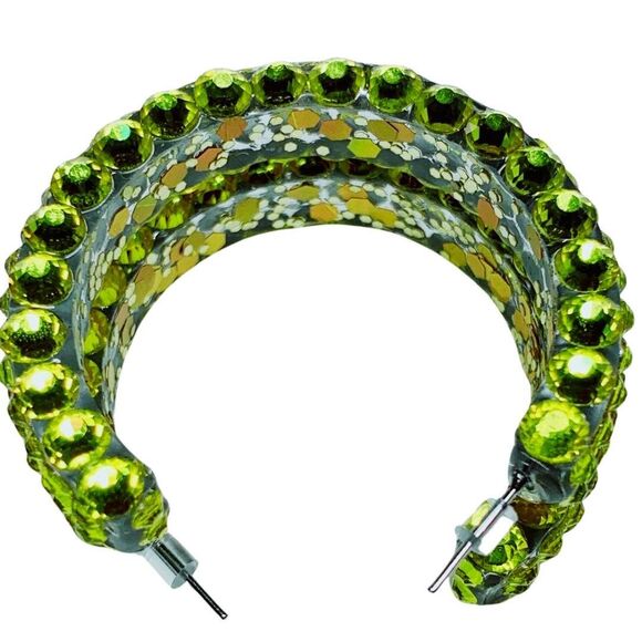 Elegant Citrine Rhinestone Hoops - Picture 2 of 3